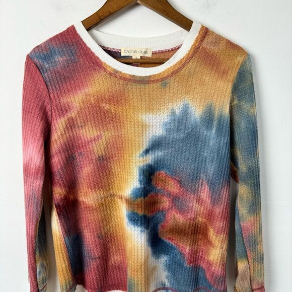 Cactus + Pearl Sunset Tie-Dye Thermal Layered Look Lagenlook Shirt Size Small - Picture 7 of 14